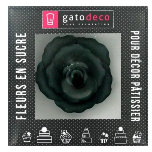 Rose noire en pastillage 9 cm
