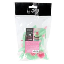 Roses roses avec feuilles x10