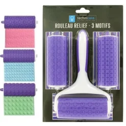 Rouleau relief pâte à sucre 3 motifs