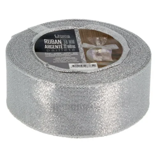 Ruban argenté pailleté 38 mm (22 m)
