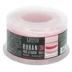 Ruban pâte à sucre rose arabesques (1,25 m)