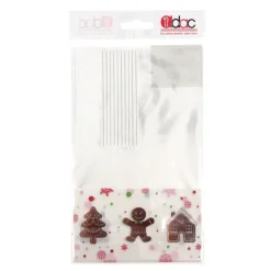 Sachets bonbons Pains d'épices + liens - 14 x 23 cm (x 10)