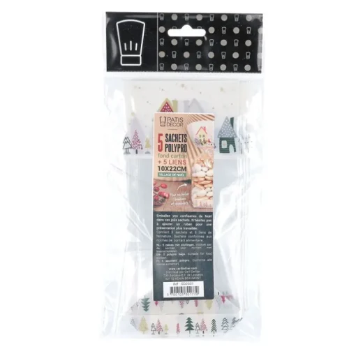 Sachets polypro Village de Noël 10 x 22 cm (x5)