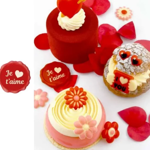 Sceau chocolat blanc Je t'aime + coeur (x70)