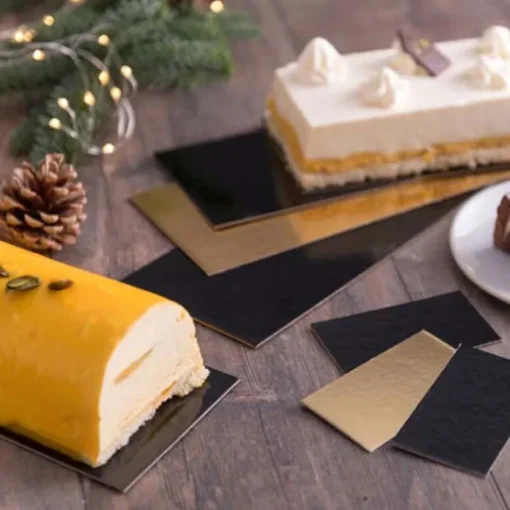 Semelles à bûche carton or, bords droits (x50)