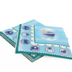20 Serviettes en papier baptème bleu Patisdecor