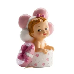 Sujet de baptême bébé fille dans boîte à cadeau