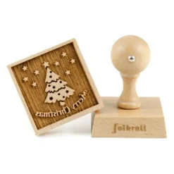 Tampon à biscuit bois Merry Christmas