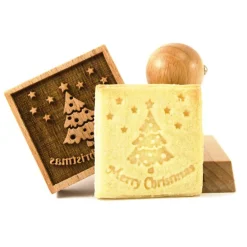 Tampon à biscuit bois Merry Christmas