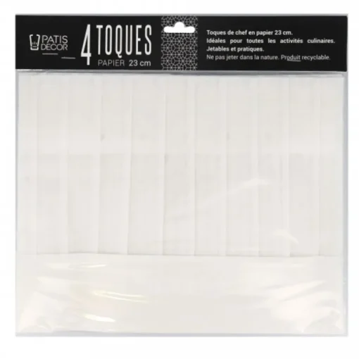 Toque en papier plissé H 23 cm (x 4)